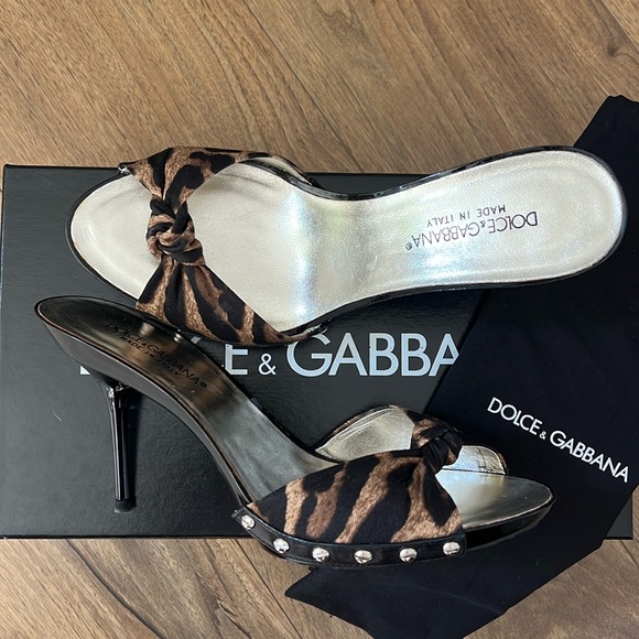 Dolce & Gabbana Zoccolo Leopard Heels 39.5 7.5 NEW! - Picture 1 of 5